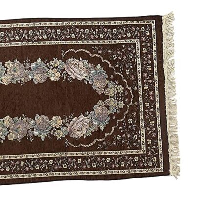 Trendy Retail Portable Polyester Muslim Prayer Rug Ramadan Tassel Carpet Mat Dark Brown